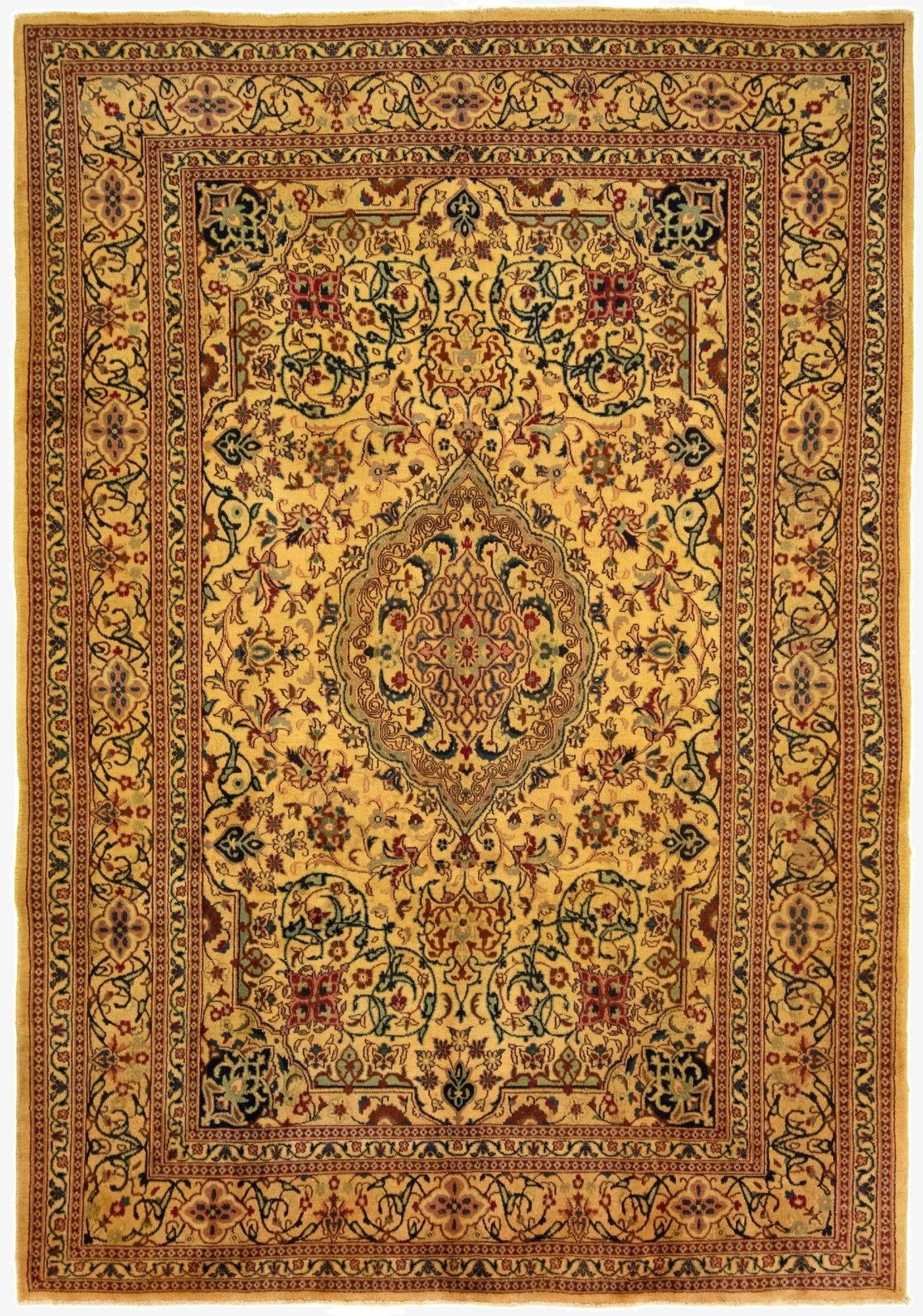 6' 6 x 9' 3  Hand Knotted Kashan Persian Wool Rug