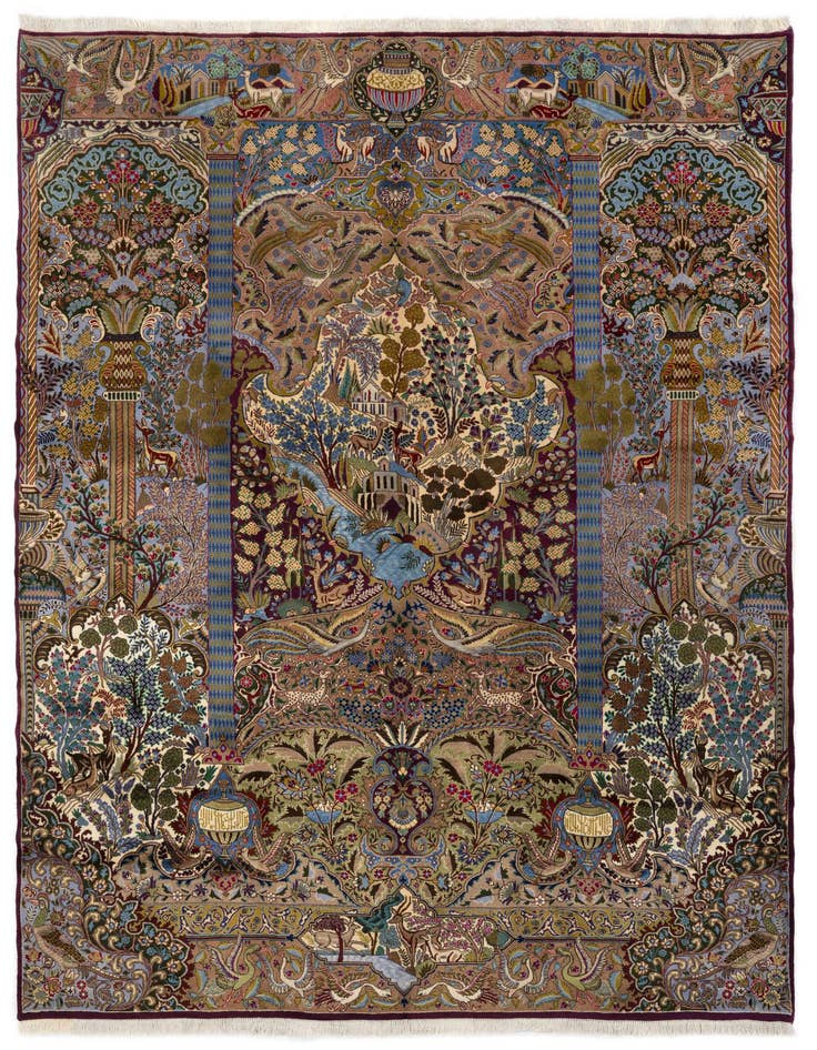 Detail image of 9' 9 x 13' Hand Knotted Kashmar Persian Wool Rug
