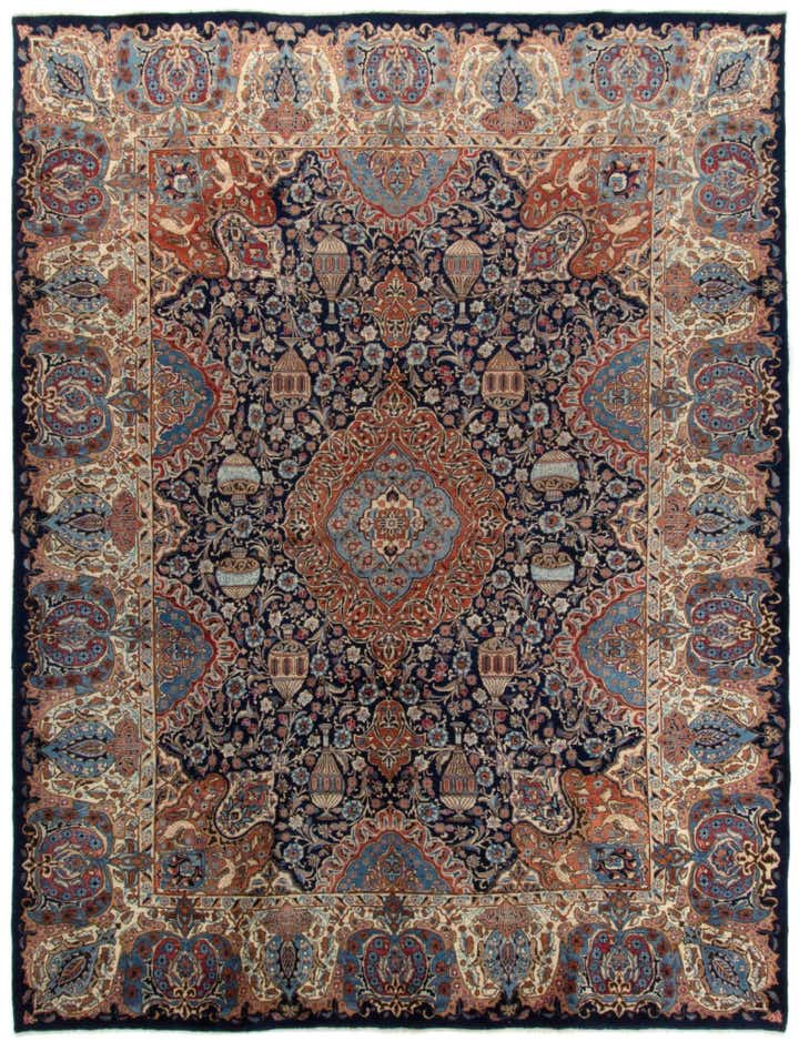 9' 8 x 12' 8 Hand Knotted Kashmar Persian Wool Rug