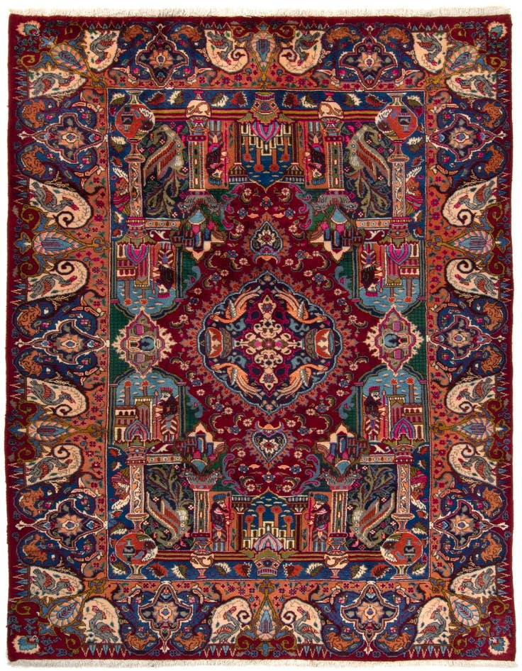 Detail image of 6' 5 x 9' 9 Hand Knotted Kashmar Persian Wool Rug
