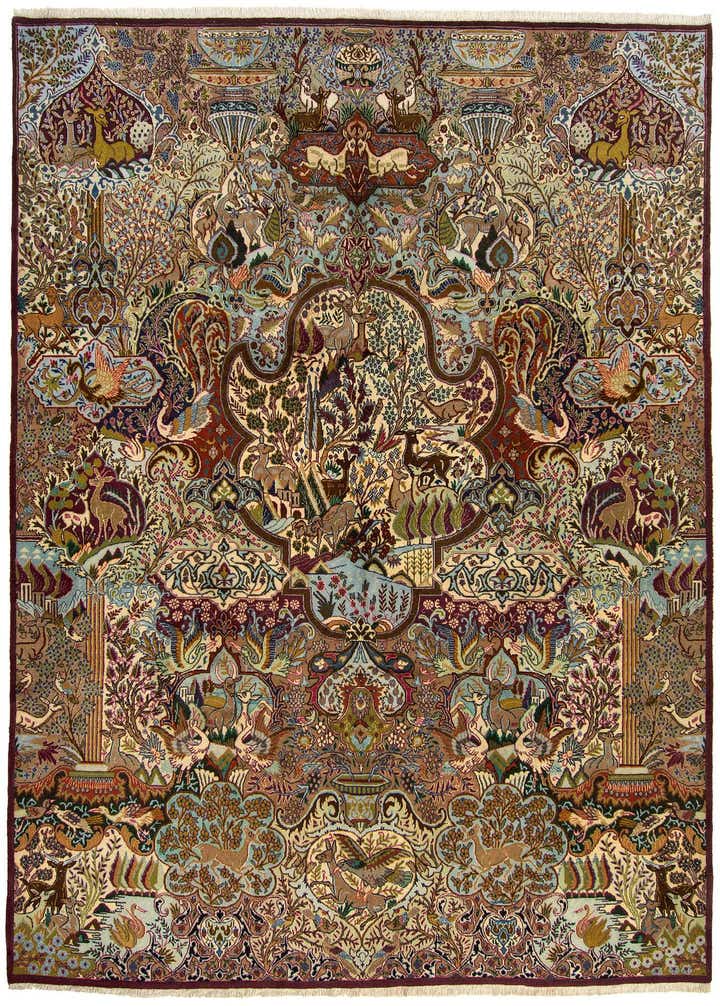 9' 8 x 12' 10 Hand Knotted Kashmar Persian Wool Rug