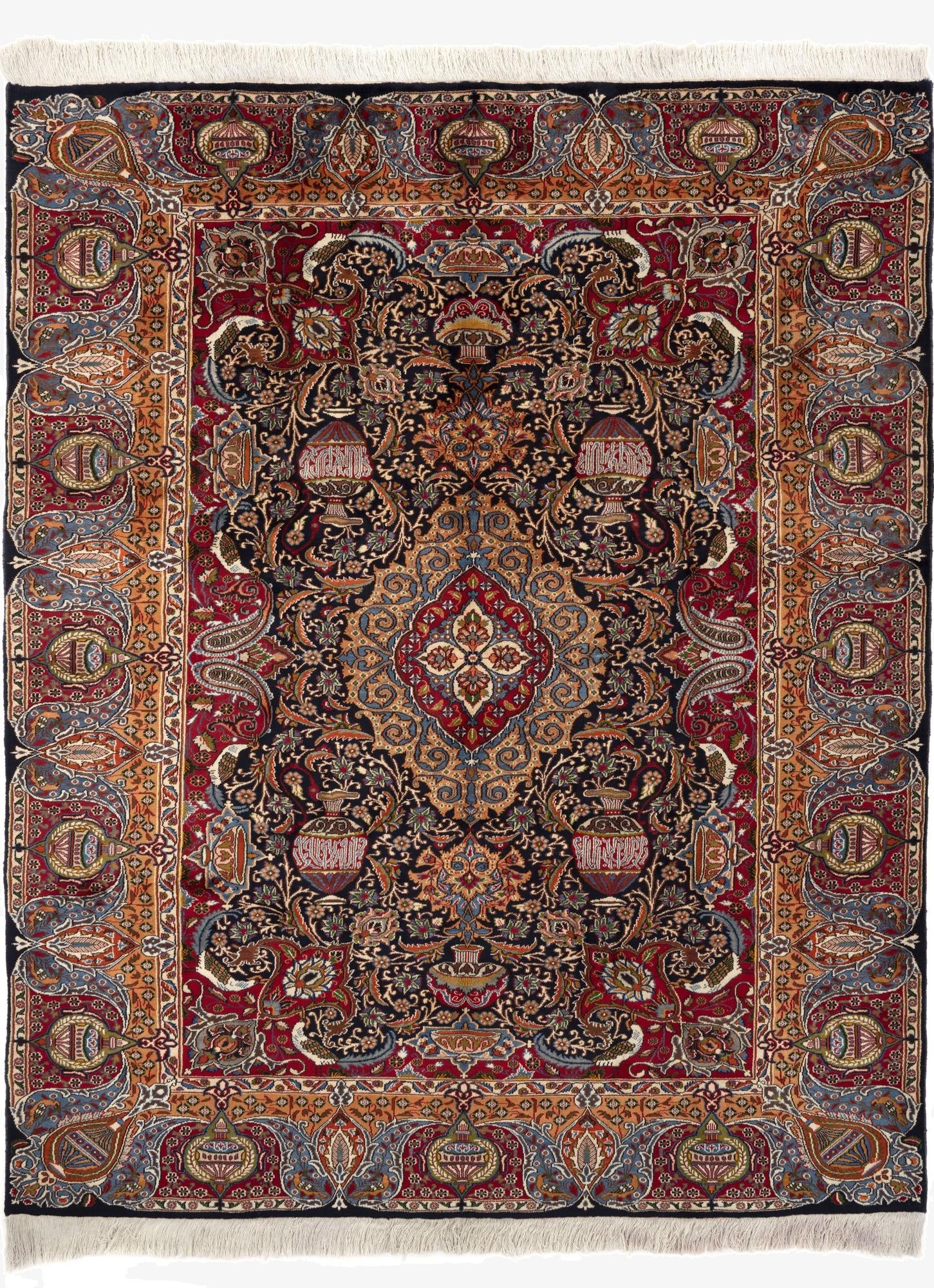 9' 7 x 12' 8  Hand Knotted Kashmar Persian Wool Rug