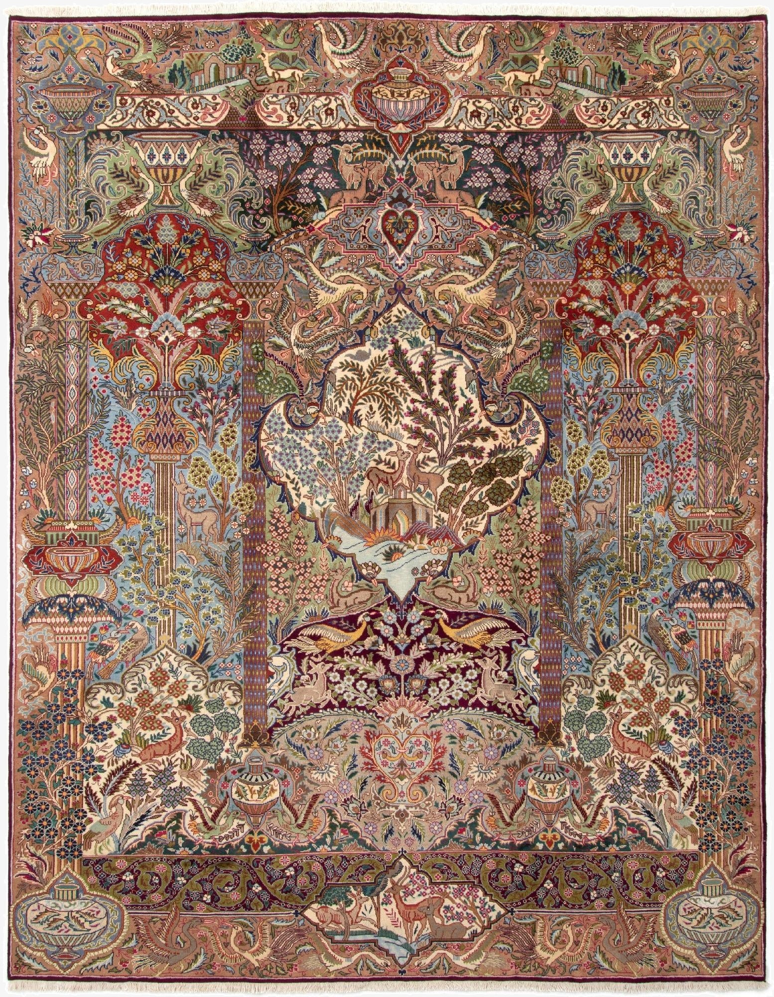 9' 8 x 12' 6  Hand Knotted Kashmar Persian Wool Rug