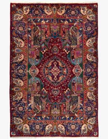 6' 5 x 9' 9 Hand Knotted Kashmar Persian Wool Rug