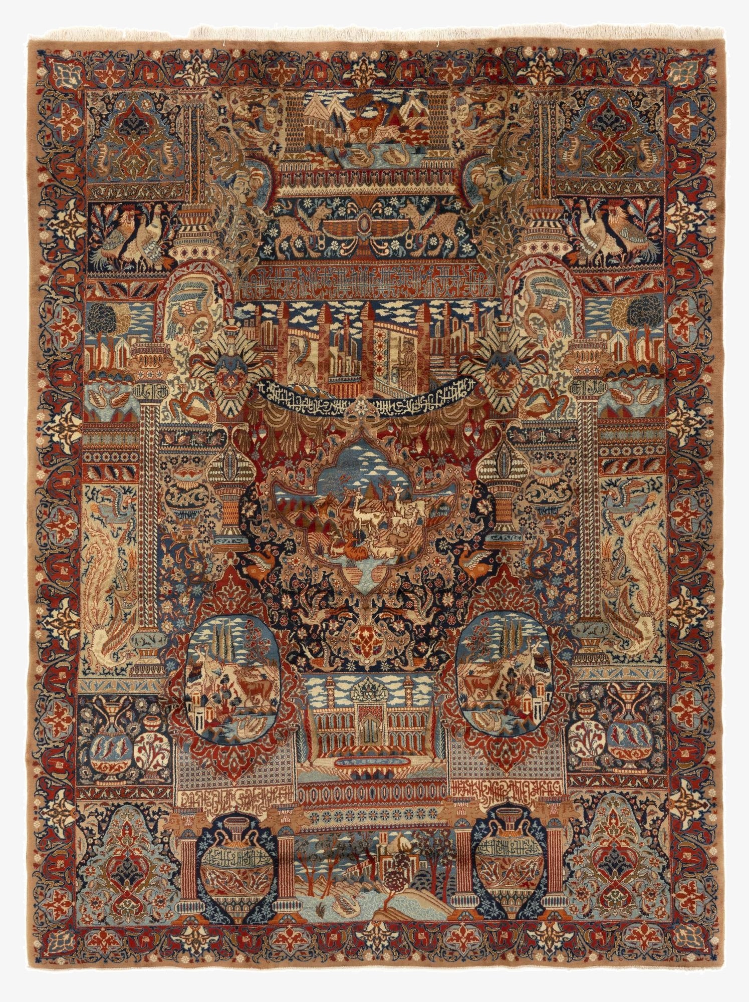 9' 6 x 12' 7  Hand Knotted Kashmar Persian Wool Rug