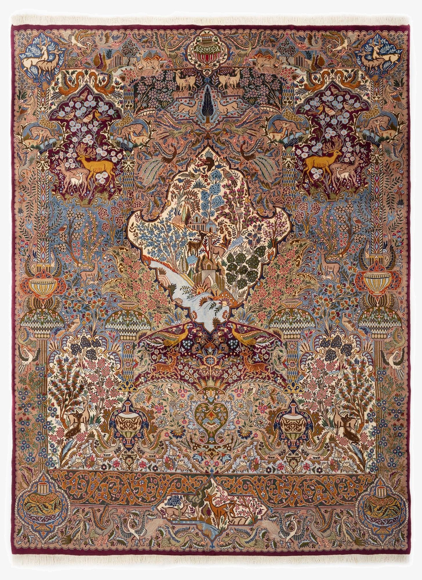 9' 6 x 12' 7  Hand Knotted Kashmar Persian Wool Rug