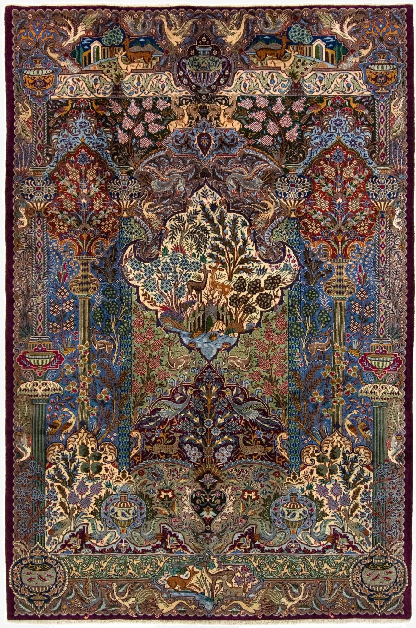 6' 8 x 10' 1 Hand Knotted Kashmar Persian Wool Rug