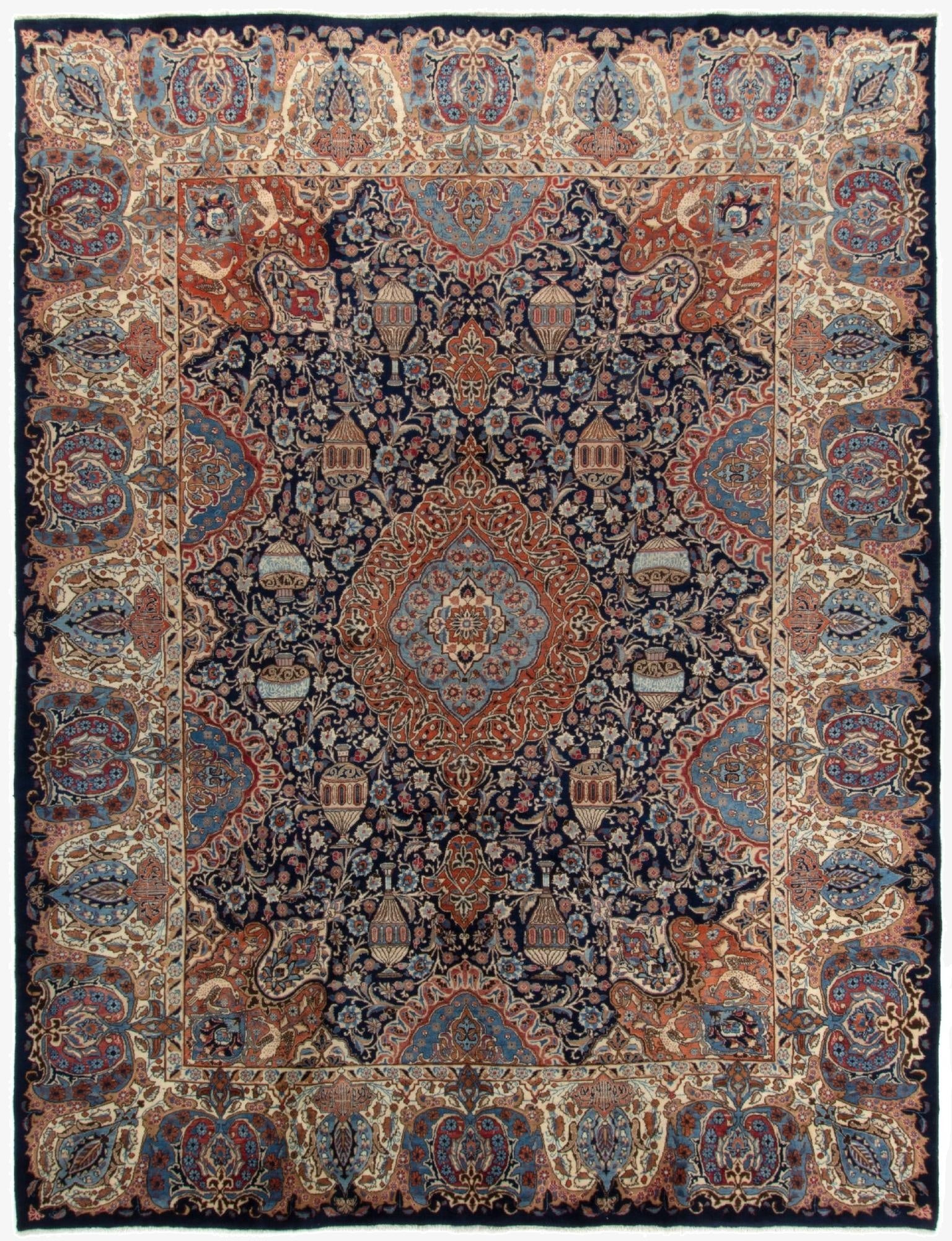 9' 8 x 12' 8  Hand Knotted Kashmar Persian Wool Rug