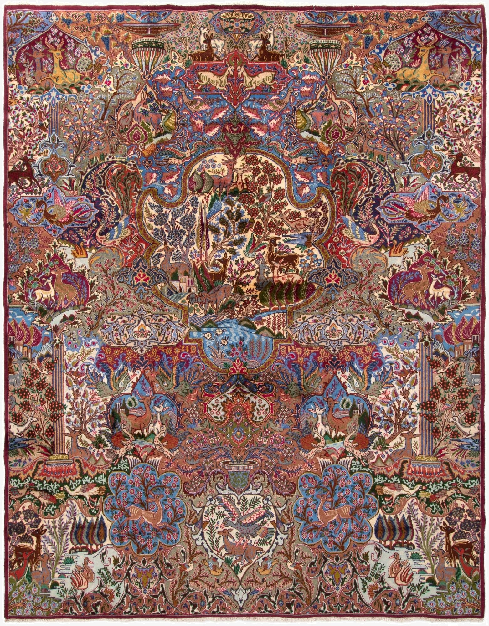 9' 7 x 12' 5  Hand Knotted Kashmar Persian Wool Rug