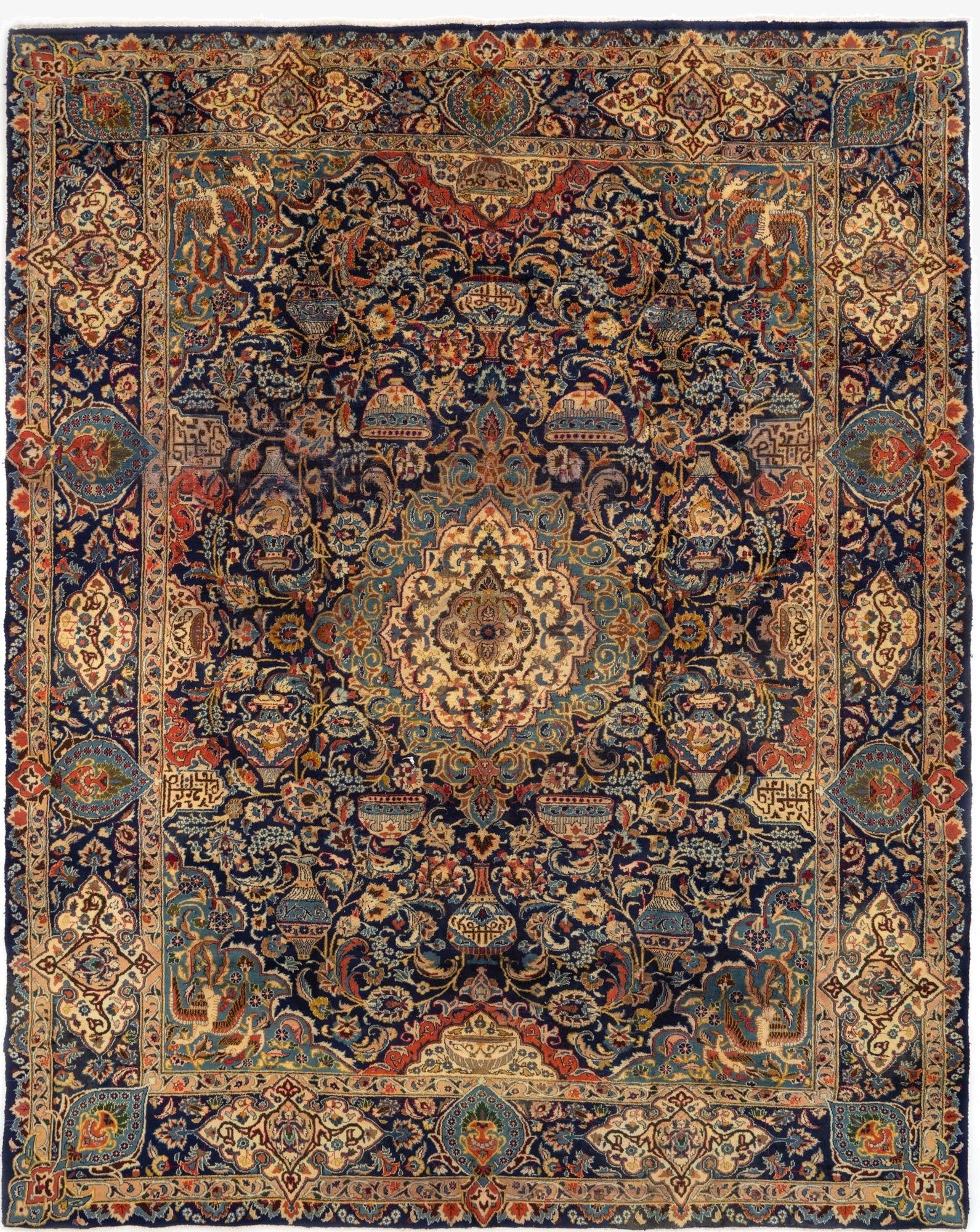 9' 5 x 12' 5  Hand Knotted Kashmar Persian Wool Rug