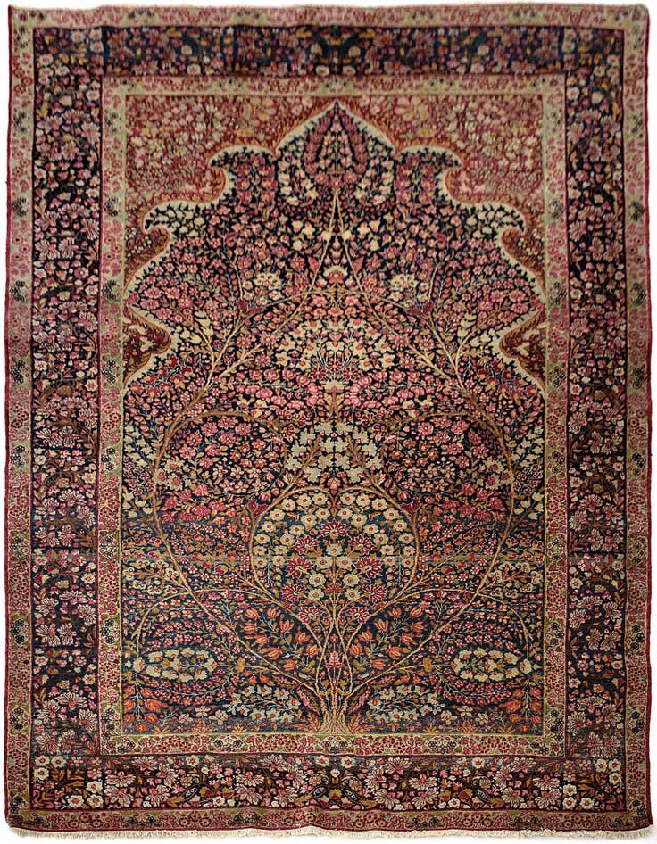 Detail image of 4' 7 x 7' 5 Hand Knotted Kerman Persian Rug