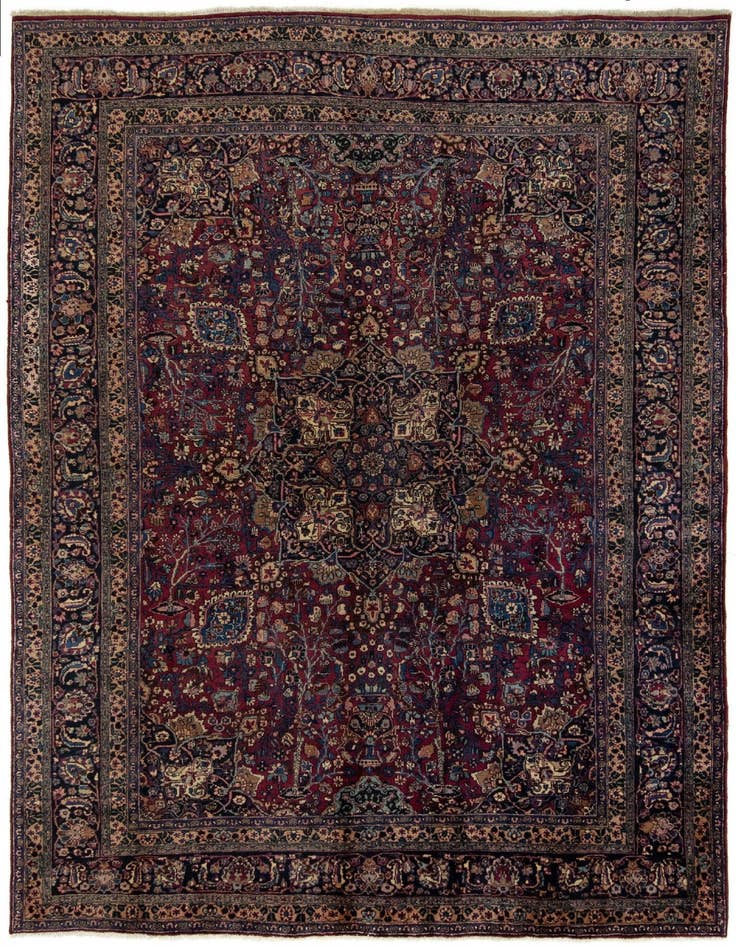 Detail image of 8' 6 x 11' 1 Hand Knotted Mashad Persian Wool Rug