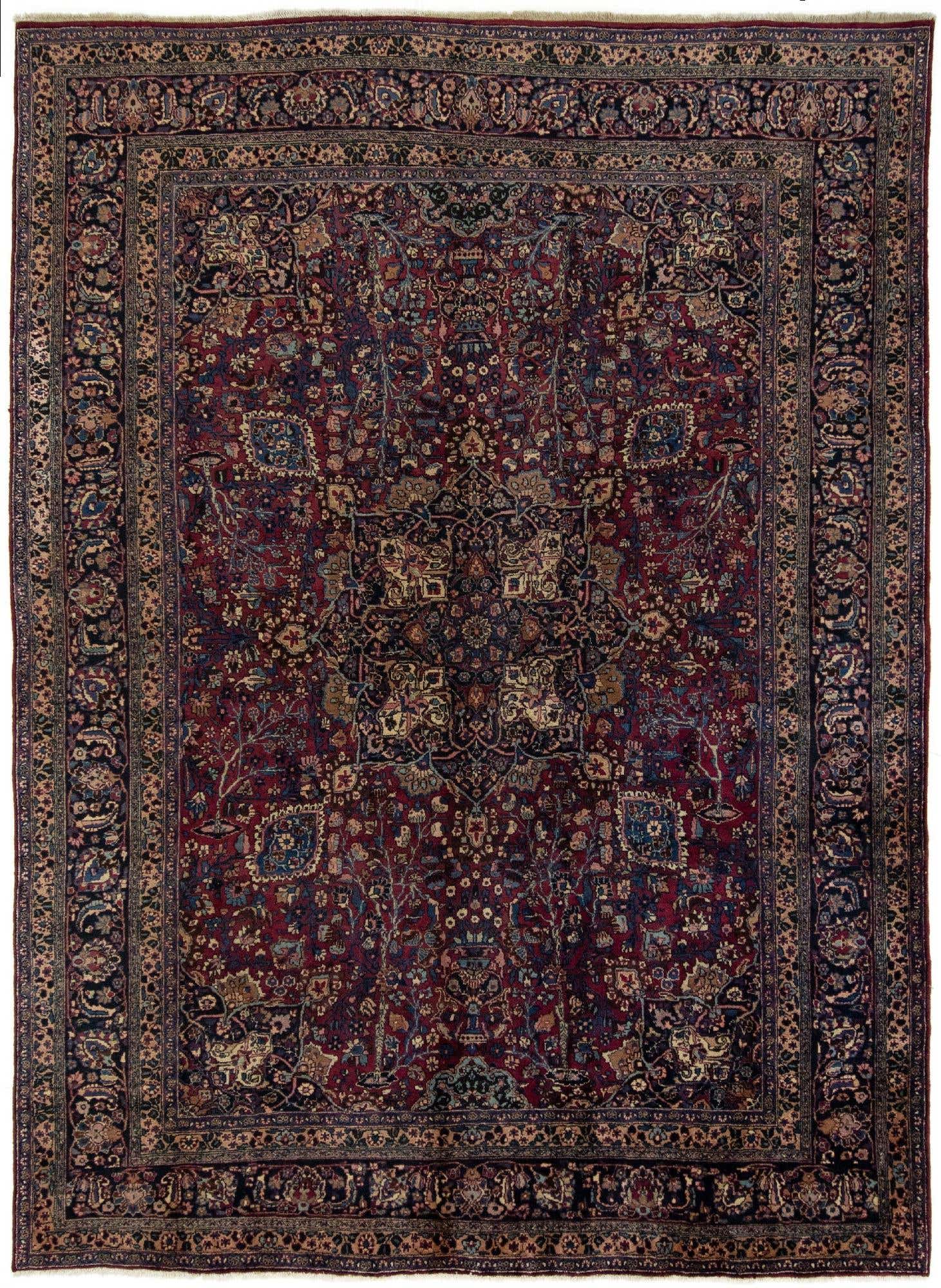 8' 6 x 11' 1 Hand Knotted Mashad Persian Wool Rug