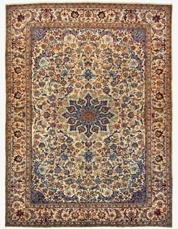 9' 10 x 13' 1 Hand Knotted Mashad Persian Wool Rug