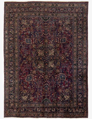 8' 6 x 11' 1 Hand Knotted Mashad Persian Wool Rug