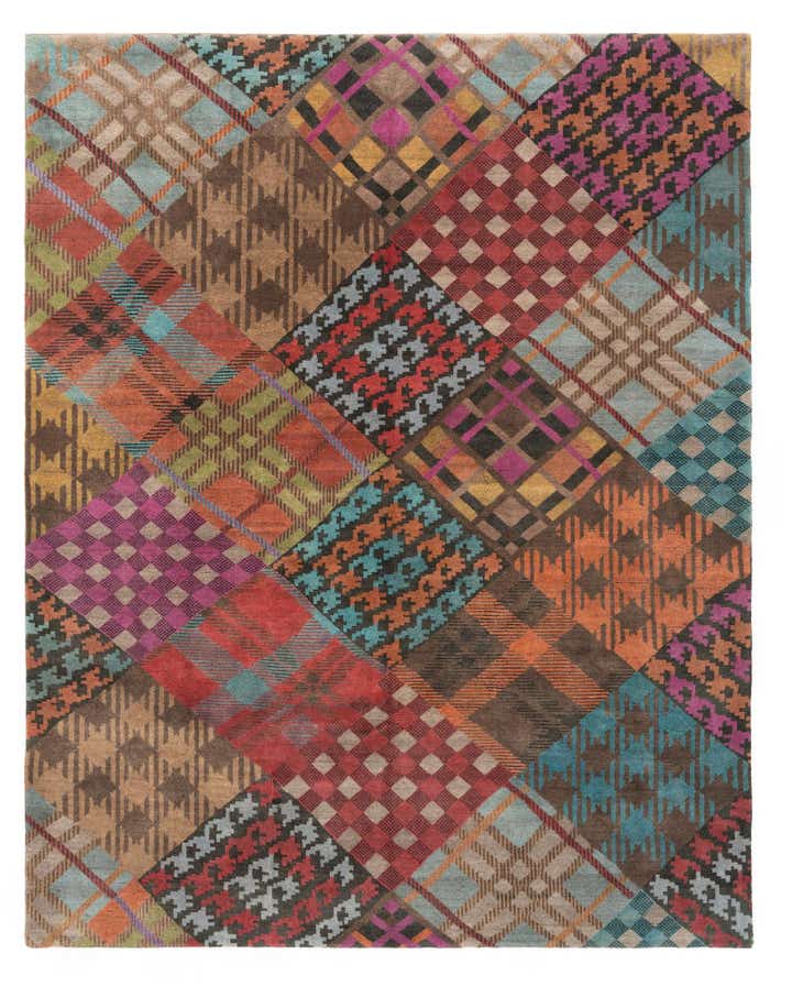8' 1 x 10' Hand Knotted Modern Manshu Wool Rug
