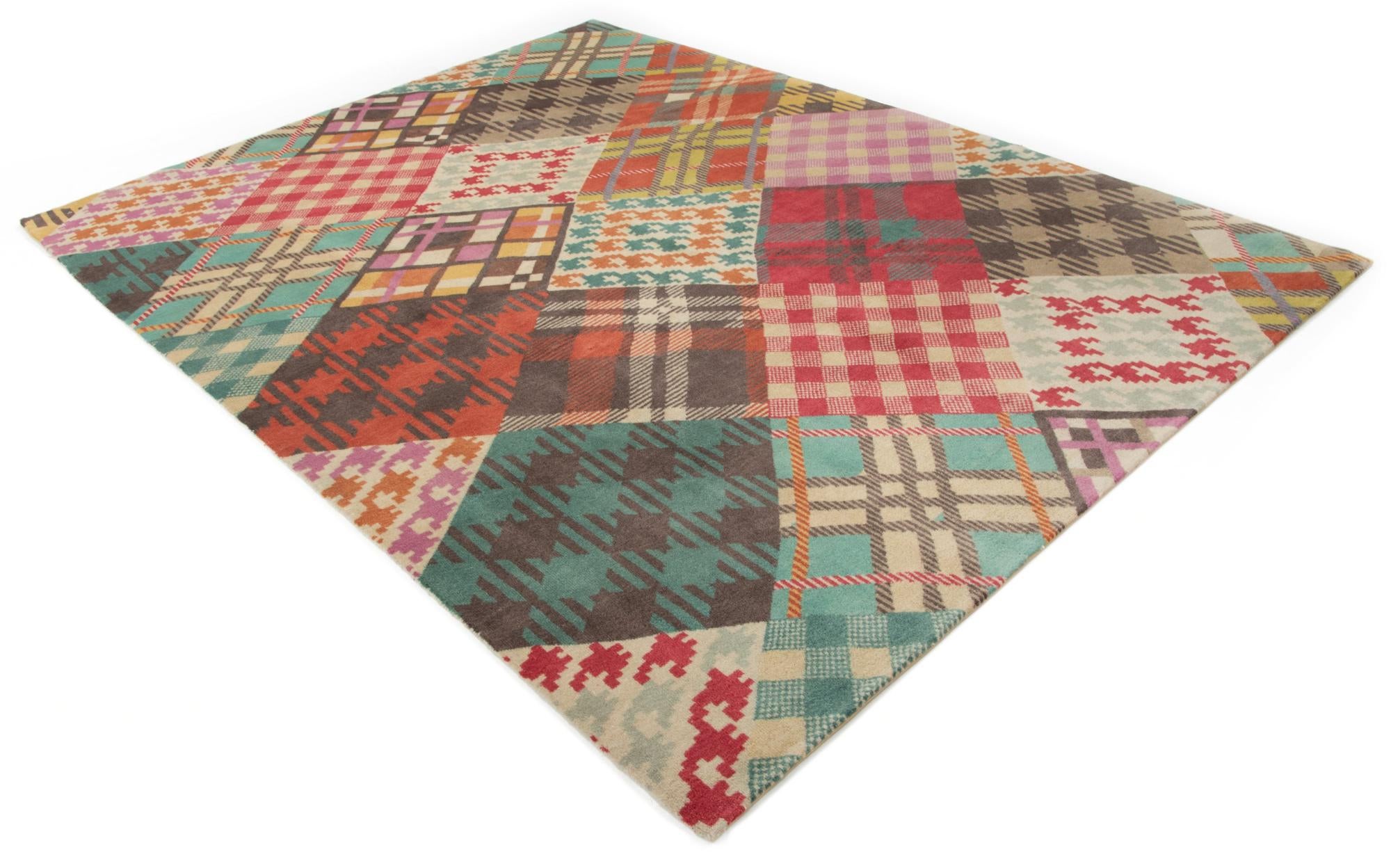 7' 8 x 9' 11 Hand Knotted Modern Manshu Wool Rug