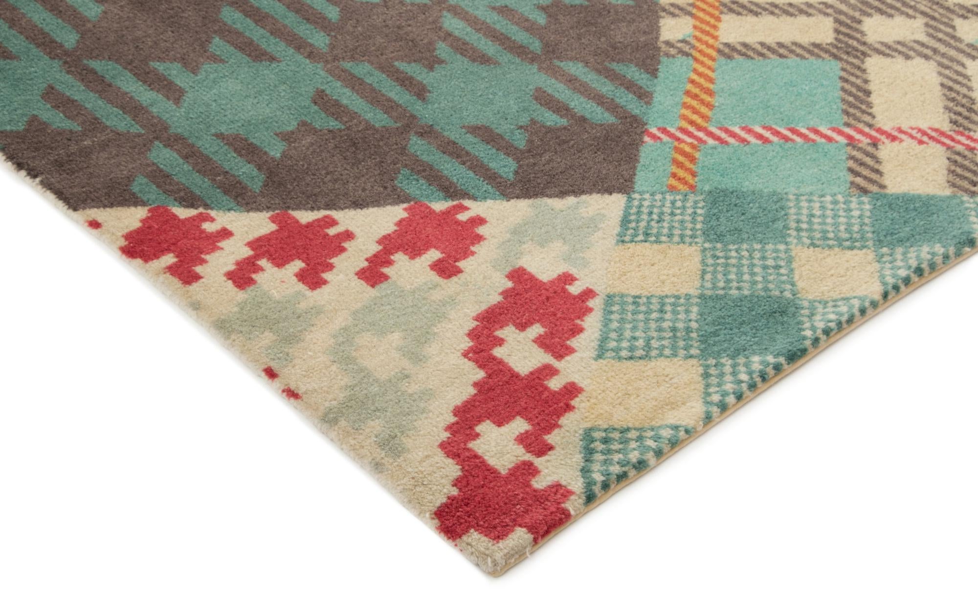 7' 8 x 9' 11 Hand Knotted Modern Manshu Wool Rug