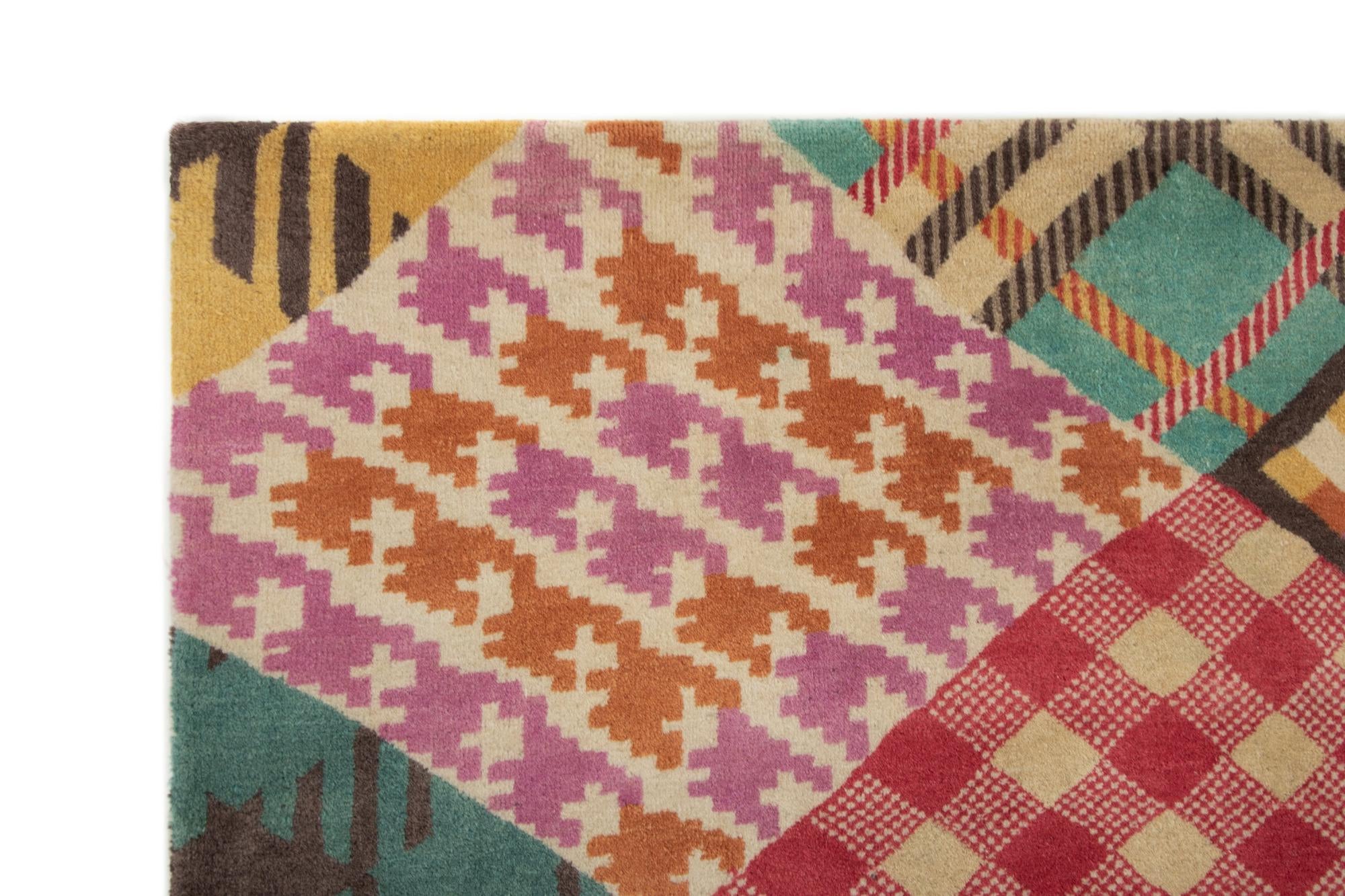 7' 8 x 9' 11 Hand Knotted Modern Manshu Wool Rug