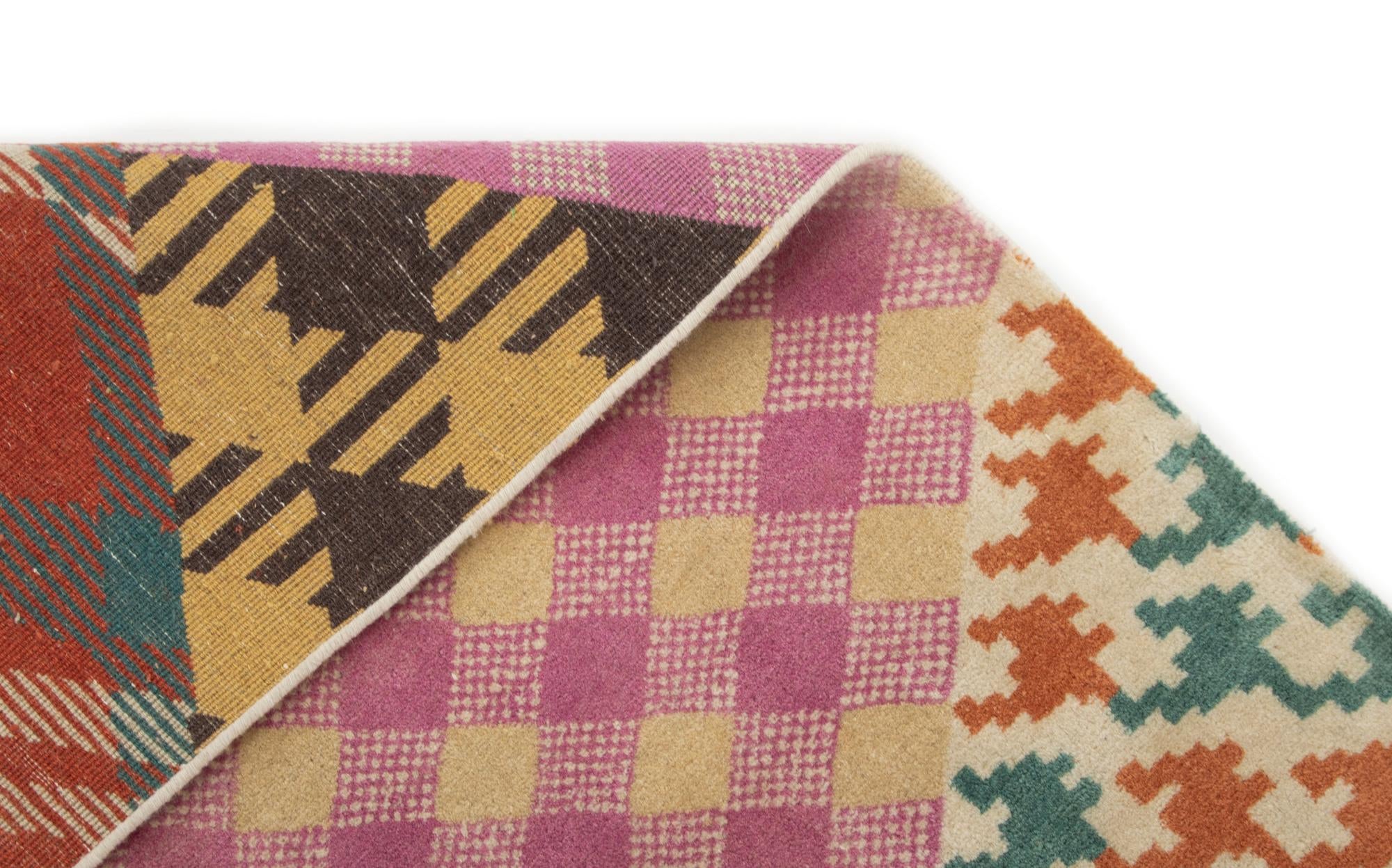 7' 8 x 9' 11 Hand Knotted Modern Manshu Wool Rug