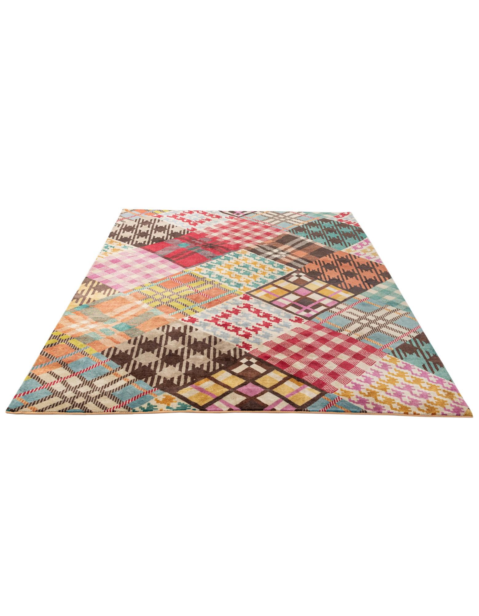 7' 7 x 9' 8 Hand Knotted Modern Manshu Wool Rug