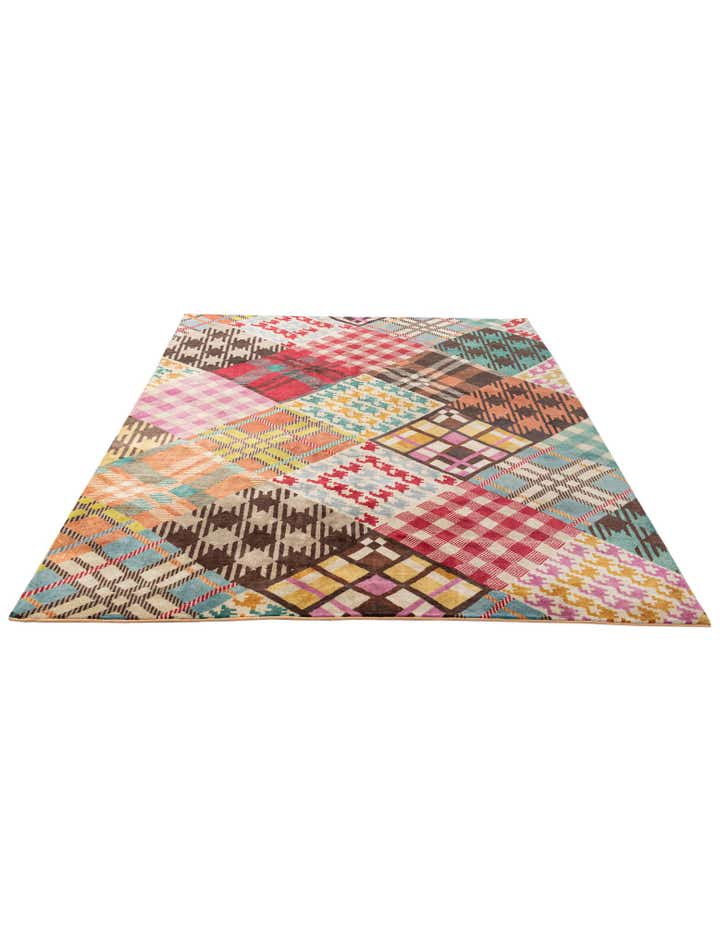 7' 7 x 9' 8 Hand Knotted Modern Manshu Wool Rug
