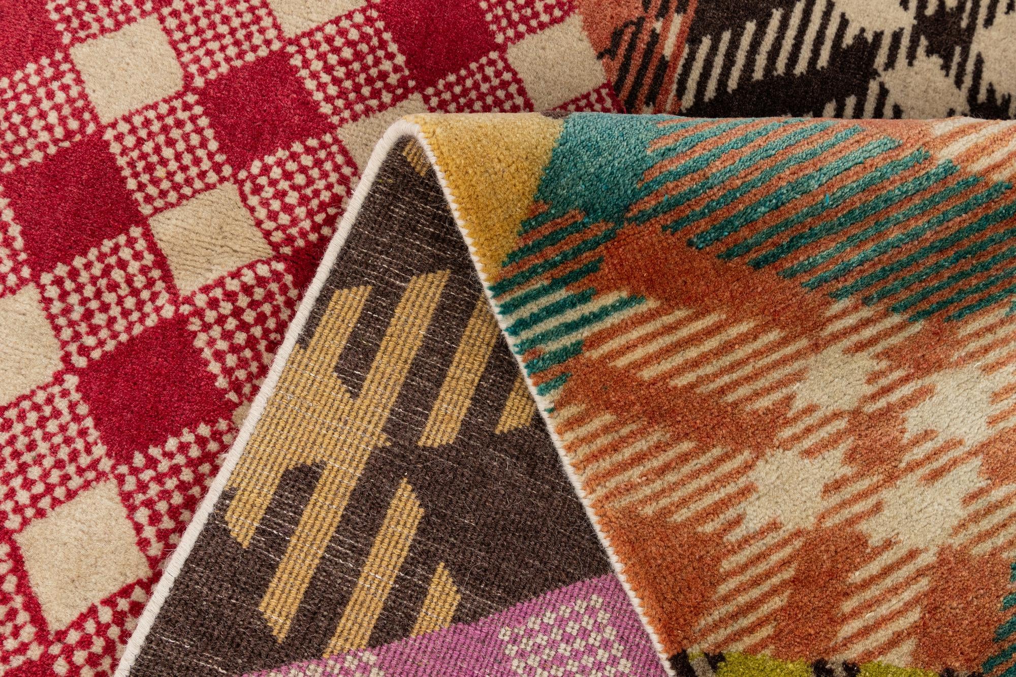 7' 7 x 9' 8 Hand Knotted Modern Manshu Wool Rug