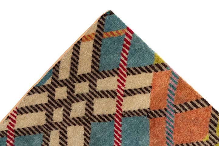 7' 7 x 9' 8 Hand Knotted Modern Manshu Wool Rug