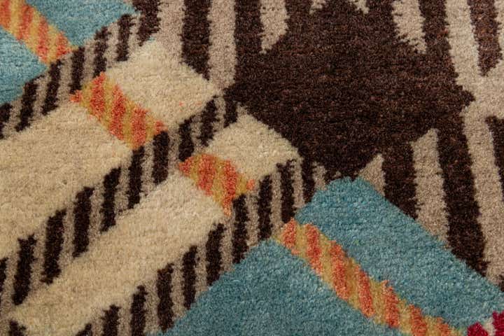 7' 7 x 9' 8 Hand Knotted Modern Manshu Wool Rug