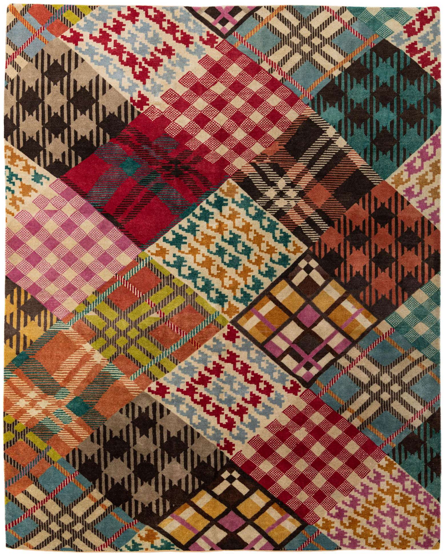 7' 7 x 9' 8 Hand Knotted Modern Manshu Wool Rug