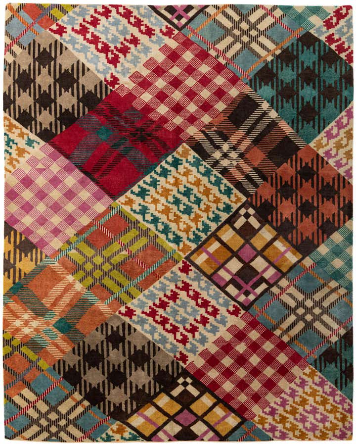 7' 7 x 9' 8 Hand Knotted Modern Manshu Wool Rug
