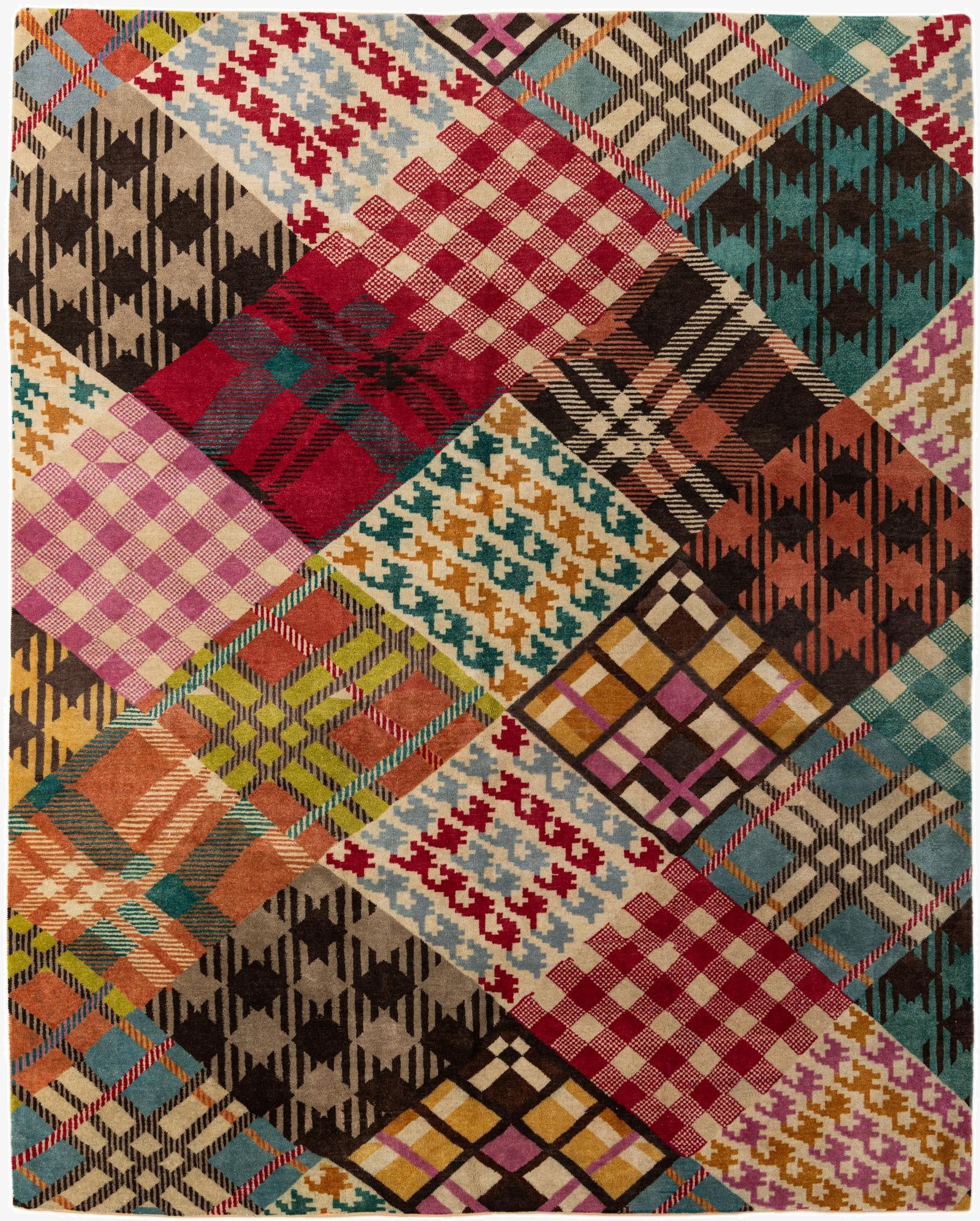 7' 7 x 9' 8  Hand Knotted Modern Manshu Wool Rug