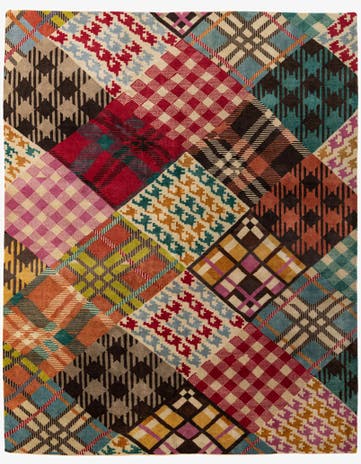 7' 7 x 9' 8 Hand Knotted Modern Manshu Wool Rug