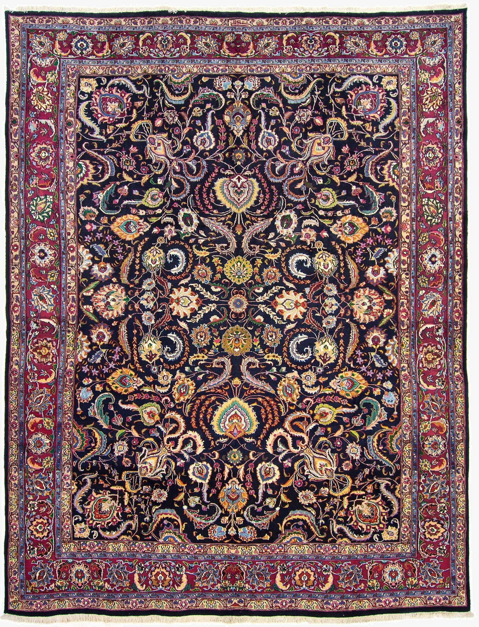 9' 8 x 12' 3  Hand Knotted Sarough Persian Wool Rug