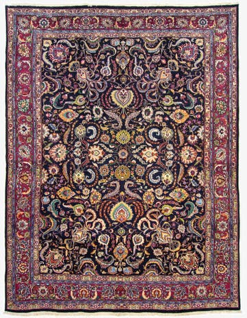 9' 8 x 12' 3 Hand Knotted Sarough Persian Wool Rug