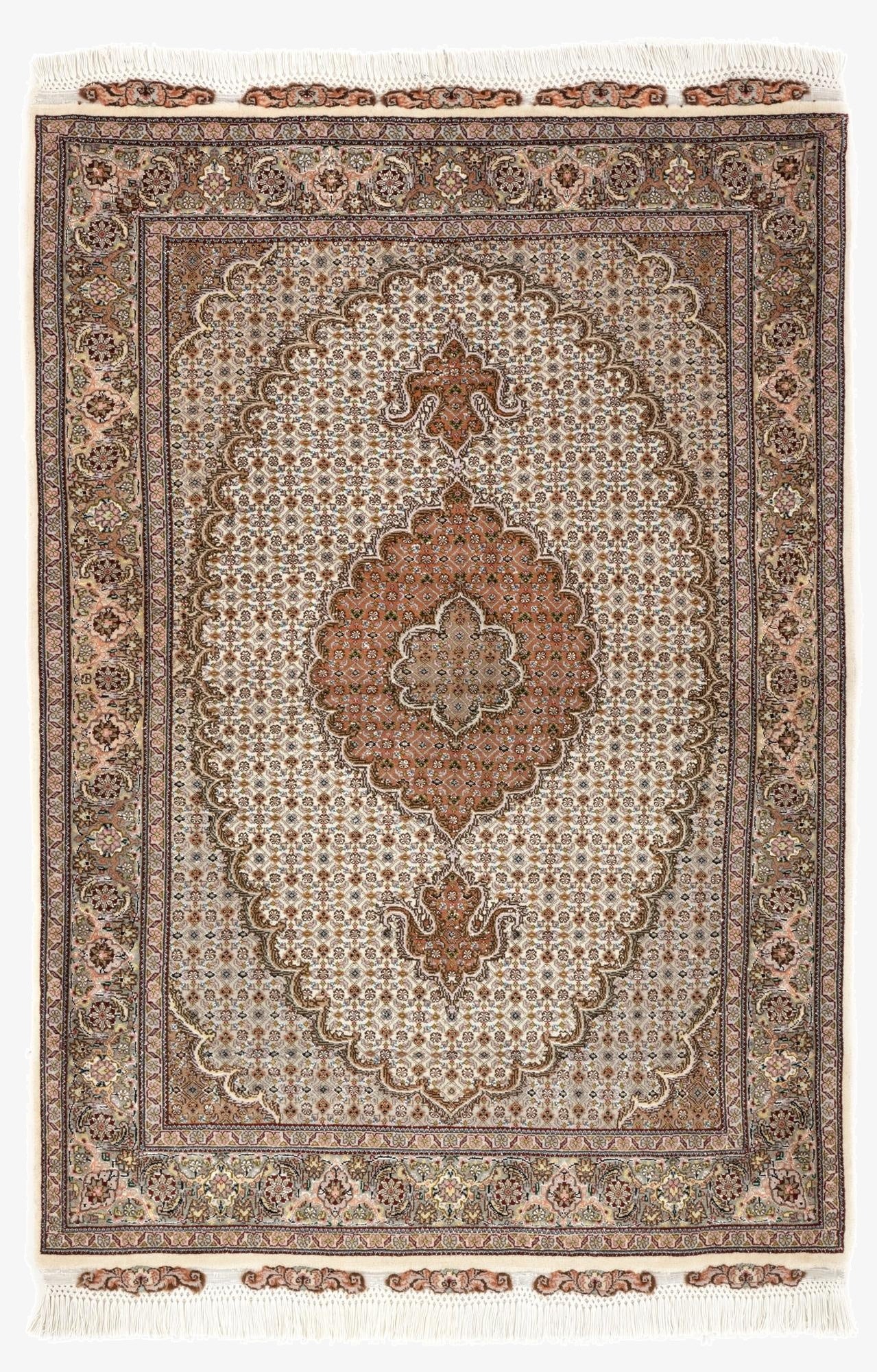 3' 5 x 5' 1  Hand Knotted Tabriz Mahi Persian Wool Rug
