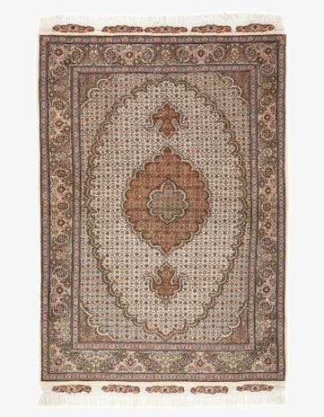 3' 5 x 5' 1 Hand Knotted Tabriz Mahi Persian Wool Rug