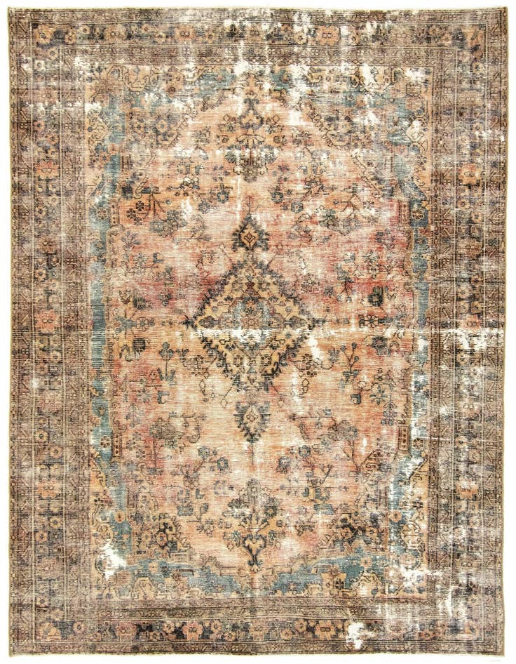 Detail image of 6' 7 x 9' 7 Hand Knotted Vintage Royal Persian Wool Rug