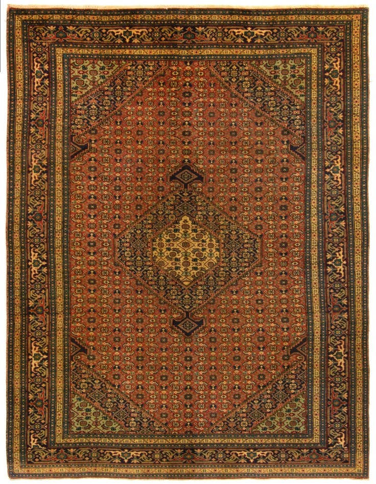 Detail image of 6' 3 x 9' 3 Hand Knotted Yazd Persian Wool Rug
