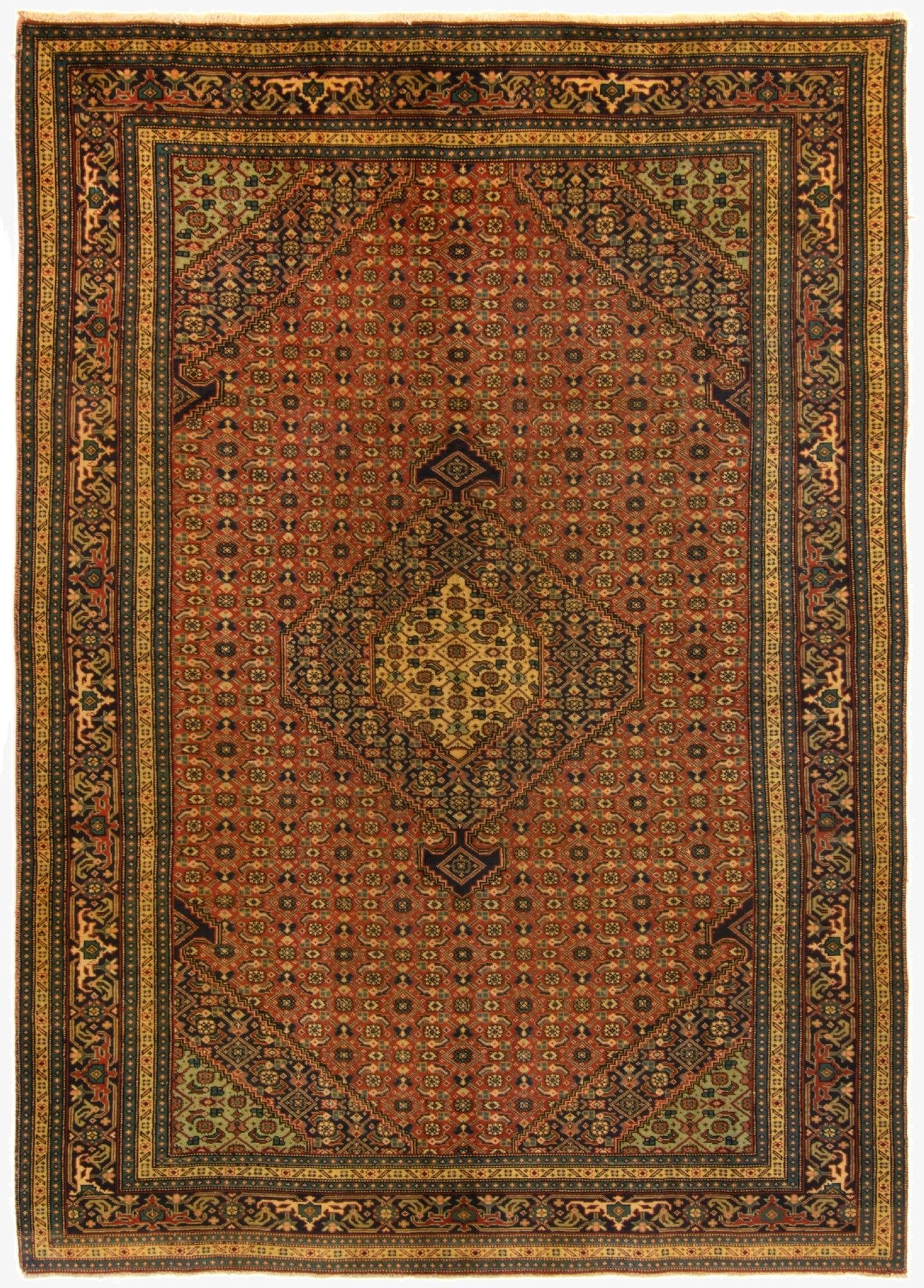 Primary image 6' 3 x 9' 3  Hand Knotted Yazd Persian Wool Rug