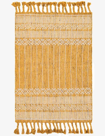 Mustard Yellow Easy-Clean Eco Bohemian Indoor / Outdoor Rug