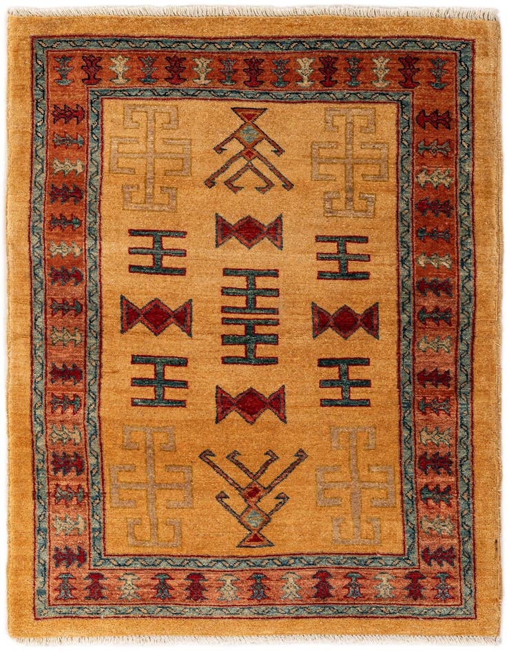 Detail image of 3' 4 x 5' Hand Knotted Ziegler Wool Rug