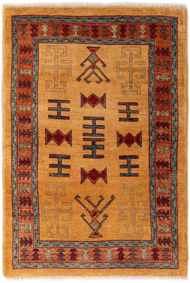 Detail image of 3' 4 x 5' Hand Knotted Ziegler Wool Rug