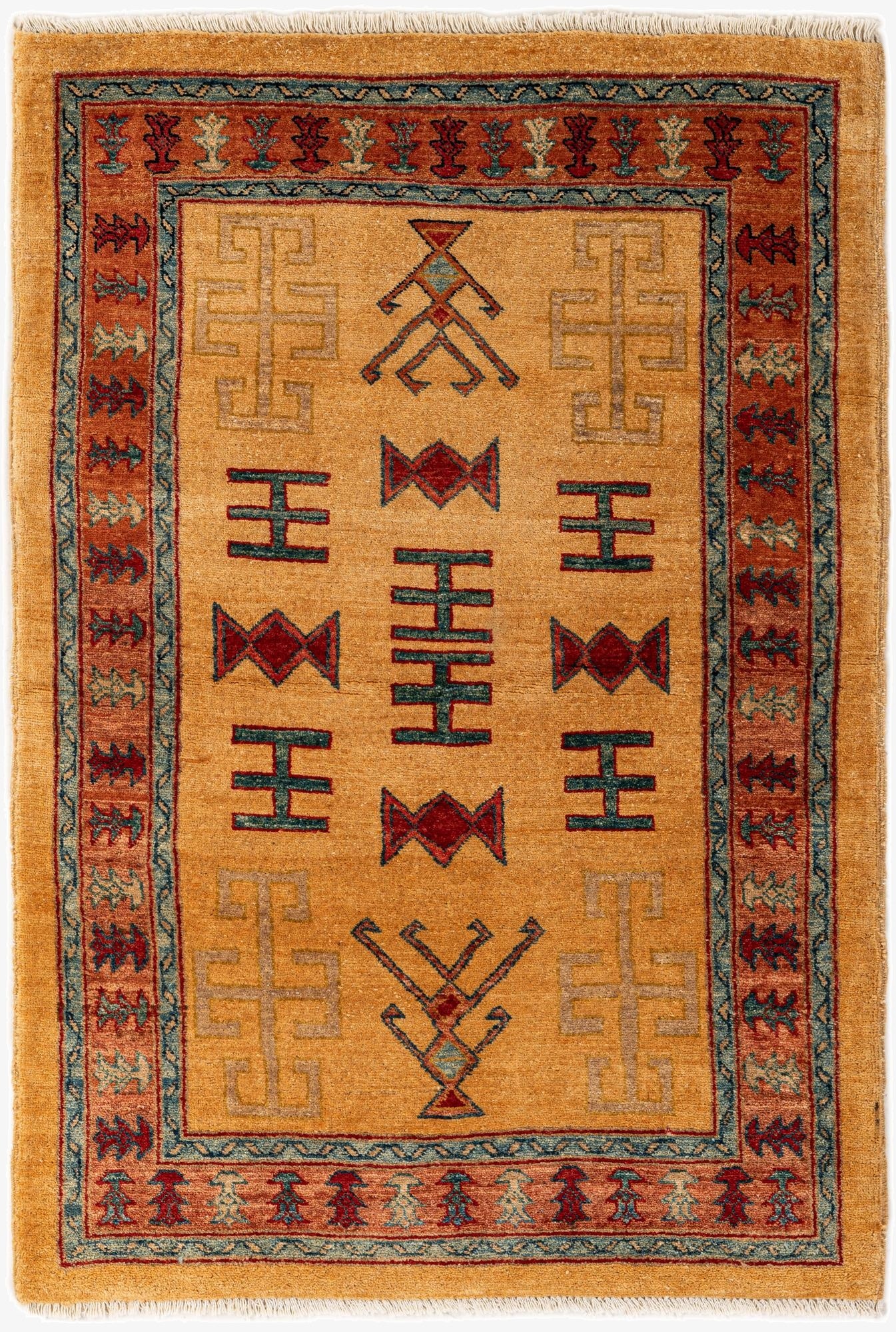 3' 4 x 5'  Hand Knotted Ziegler Wool Rug