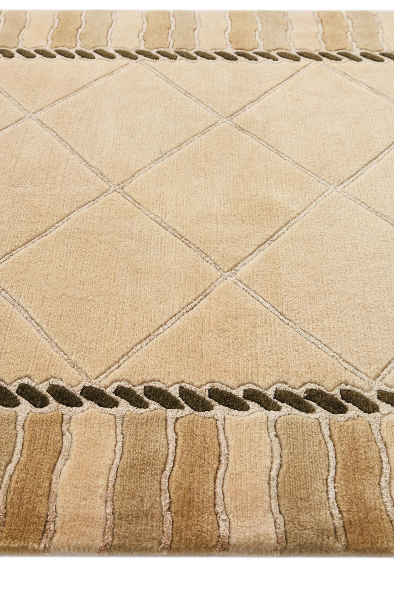 105cm x 405cm anudado a mano Darya Alfombra Lana Pasillera