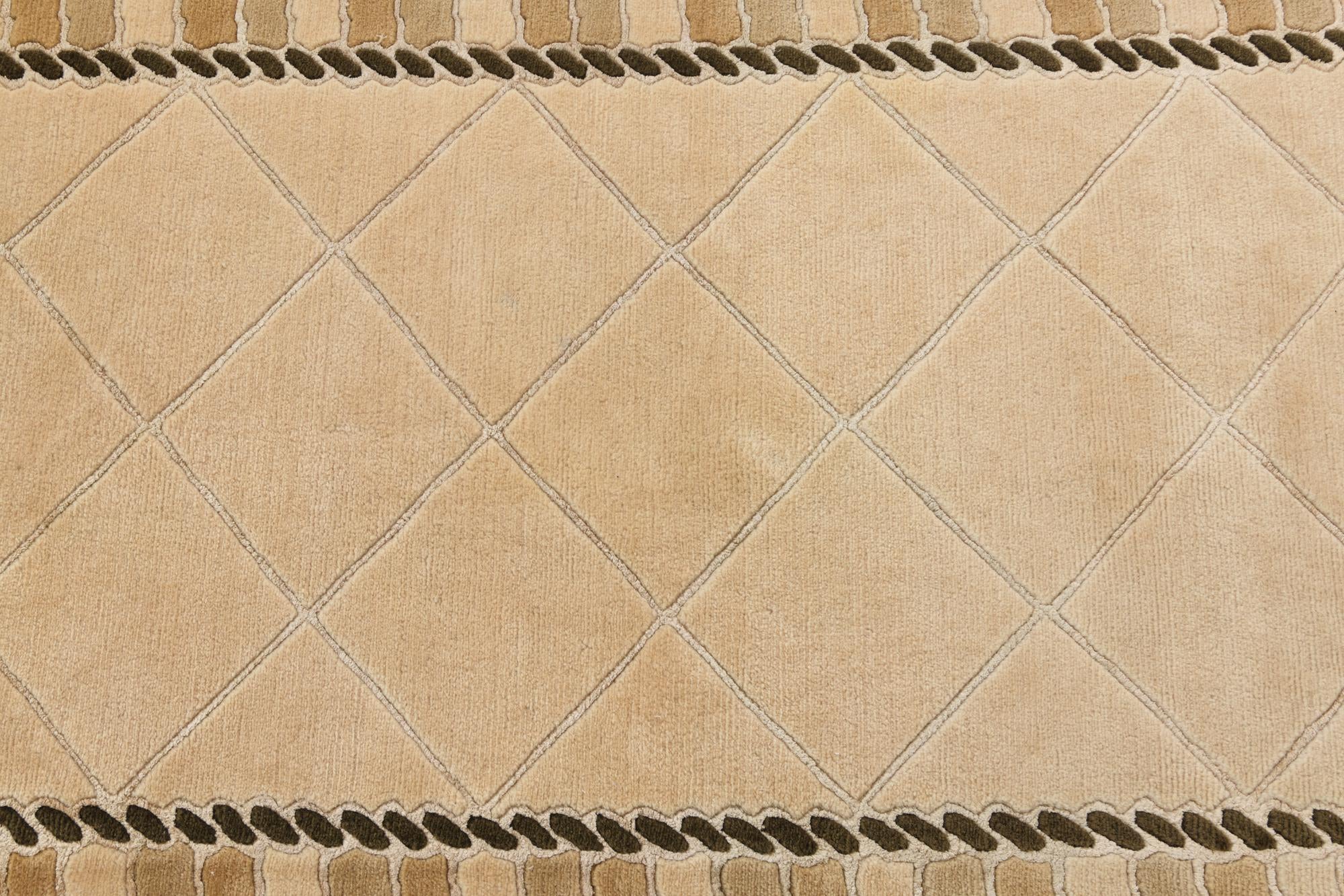 105cm x 405cm anudado a mano Darya Alfombra Lana Pasillera