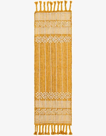 Mustard Yellow Easy-Clean Eco Bohemian Indoor / Outdoor Runner Rug