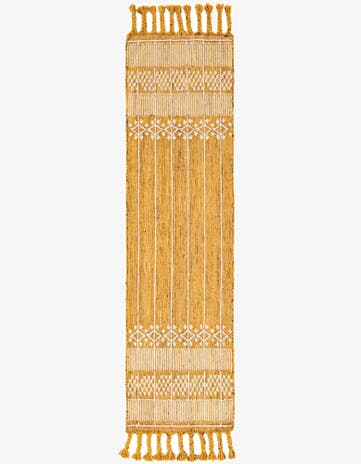 Mustard Yellow Easy-Clean Eco Bohemian Indoor / Outdoor Runner Rug