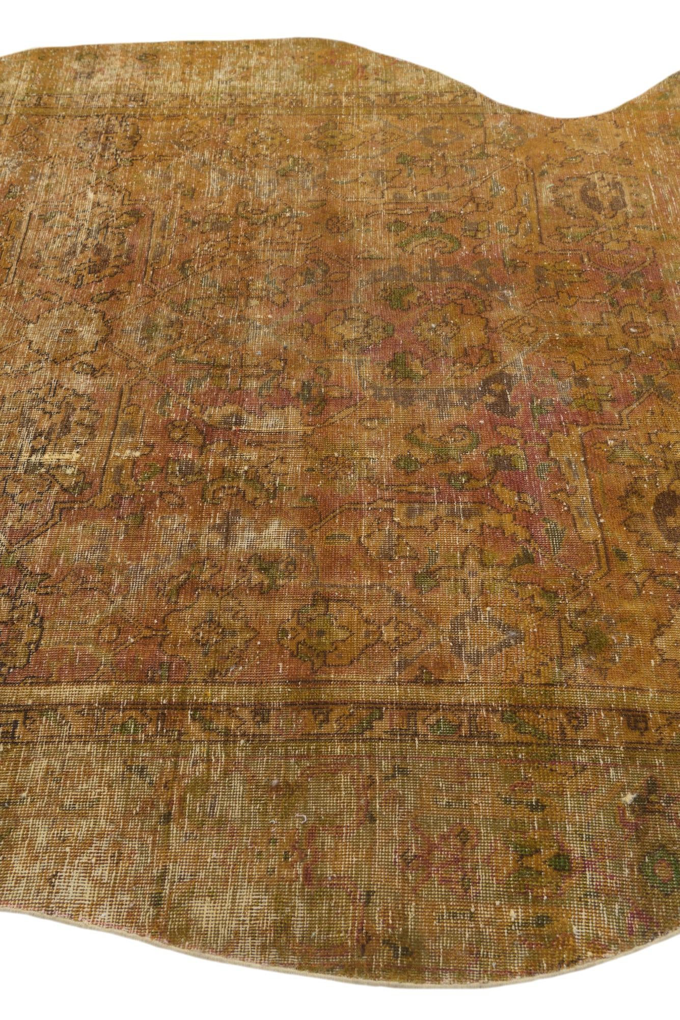 5' 10 x 6' 3 Hand Knotted Ultra Vintage Persian Wool Square Rug