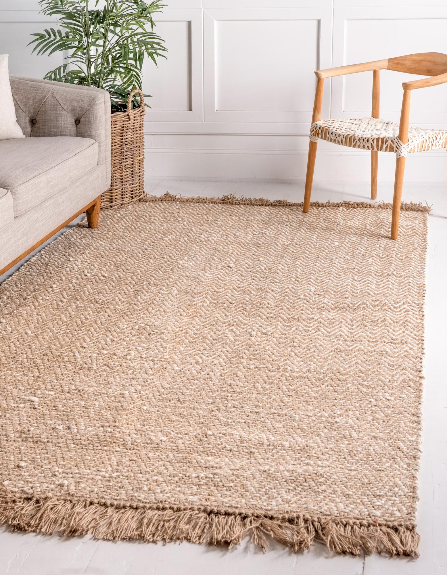 Natural 8' x 10' Hand Braided Jute Rug